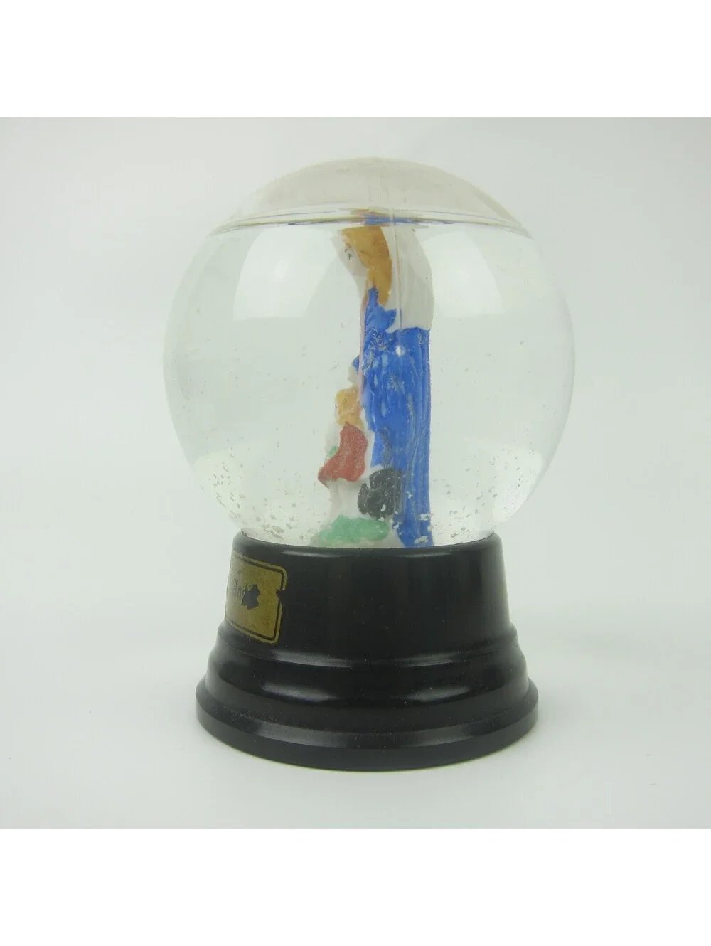 Vintage 1950s Snow Globe Guardian Angel Children Girl Holds Baby Boy 3.5